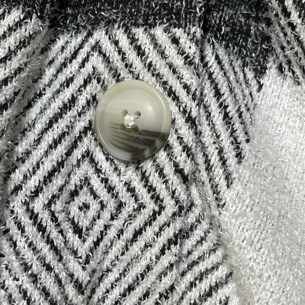 Christopher & Banks Fleece Jacket Black White Buffalo Plaid Size L Large - Picture 5 of 7